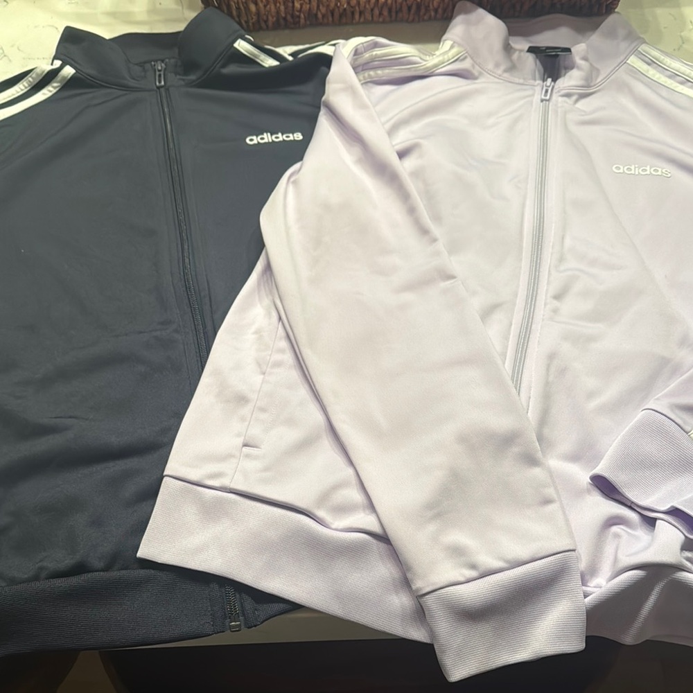 Adidas Black and Lavender Track Jackets - both sold together